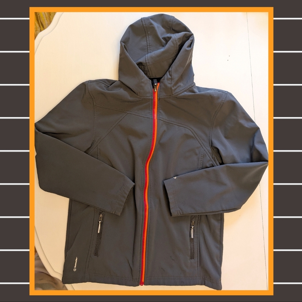 Champion Boys Dark Gray Jacket with Orange And Red Zipper, Size 16/18